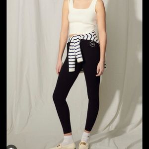 Sandro Knit Black Leggings with Embroidery, Size 36